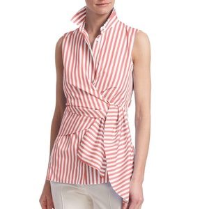 Akris Punto Cream & Pink Striped Tank Bow Size 6